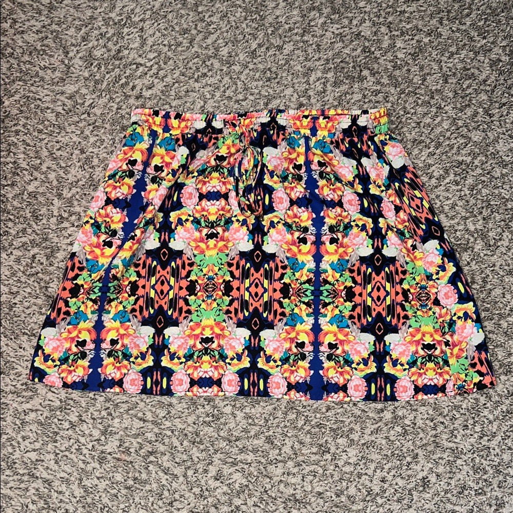 Xhilaration Multicolor Floral Skater Skirt